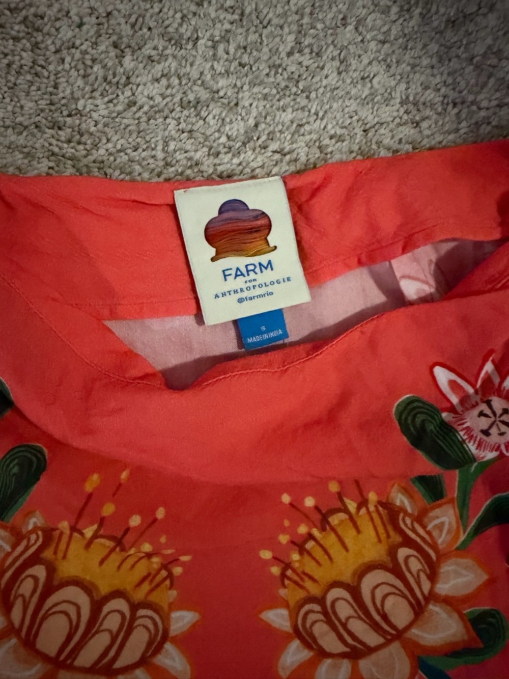 FARM Rio Coral Floral A-Line Skirt